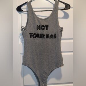 Love Tribe Gray Bodysuit with Black Text